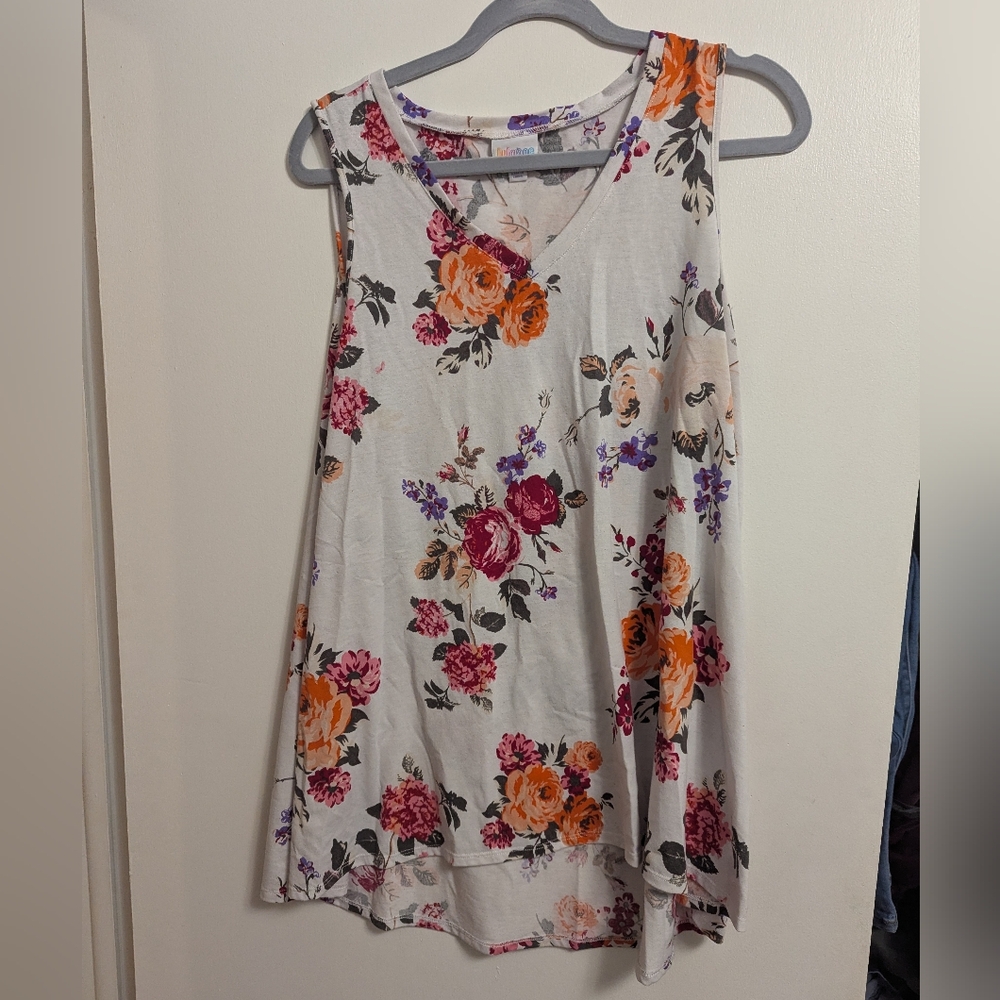 Floral Lularoe cocoa tank large